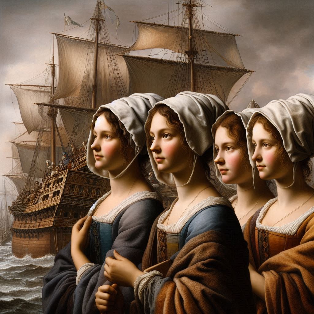 Four 17th c French Emigrant Women